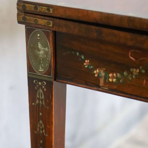 REGENCY ROSEWOOD CARD TABLE WITH LATER PAINTED DECORATION CIRCA 1800 - ADDITIONAL PHOTO 5