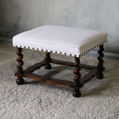 WILLIAM MARY ERA STOOL WITH BARLEYSUGAR LEGS OYSTERVENEERED STRETCHER C 1795 - ADDITIONAL PHOTO 2
