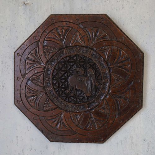 19THCENTURY CARVED WALL PLAQUE FORMER TABLETOP - ADDITIONAL PHOTO 1