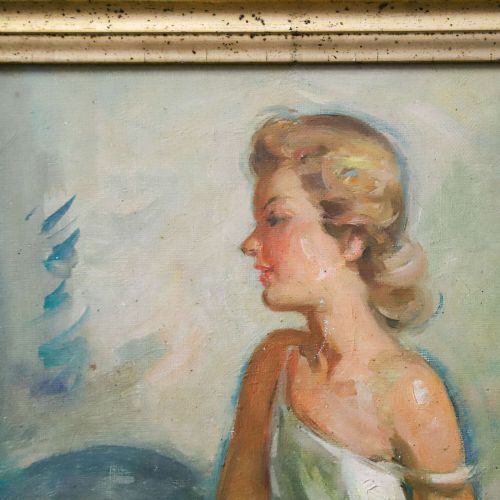 1950S OIL ON CANVAS OF A BALLERINA IN WORN GILT FRAME - ADDITIONAL PHOTO 1