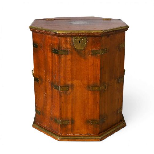 ANTIQUE CAMPAIGN CHEST WITH HINGED LIFTUP TOP