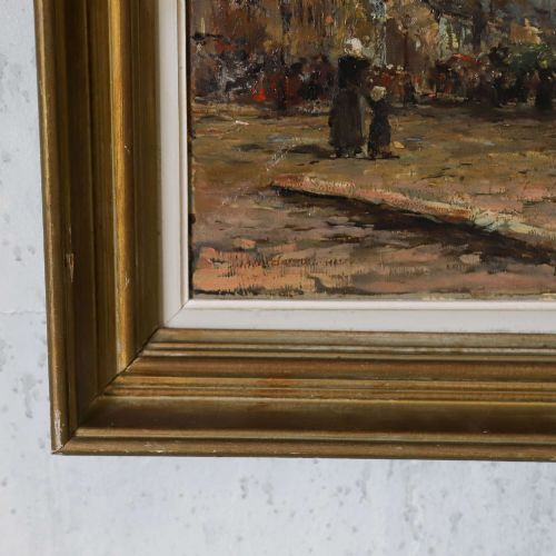 19THCENTURY HARBOUR SCENE OIL ON CANVAS IN GILT FRAME - ADDITIONAL PHOTO 4