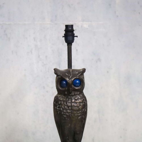 PAIR OF AMERICAN CAST IRON OWL LAMPS C1930S CONVERTED FROM ANDIRONS - ADDITIONAL PHOTO 2