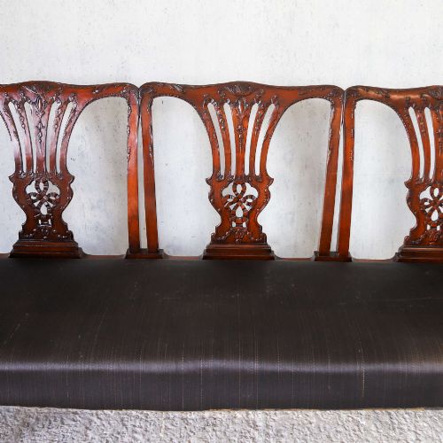 EDWARDIAN MAHOGANY 3SEATER SETTEE WITH CHIPPENDALESTYLE CARVED BACK C1910 - ADDITIONAL PHOTO 10