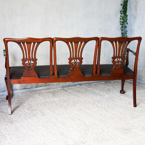 EDWARDIAN MAHOGANY 3SEATER SETTEE WITH CHIPPENDALESTYLE CARVED BACK C1910 - ADDITIONAL PHOTO 13