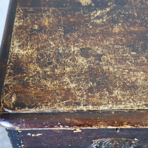 ART NOUVEAU PINE CHEST OF DRAWERS IN ORIGINAL BROWN SCUMBLE PAINT ENGLAND C1900 - ADDITIONAL PHOTO 7