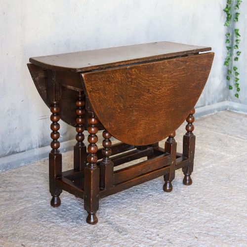17TH CENTURY ENGLISH OAK GATELEG DROPLEAF TABLE WITH BOBBIN TURNED LEGS - ADDITIONAL PHOTO 3