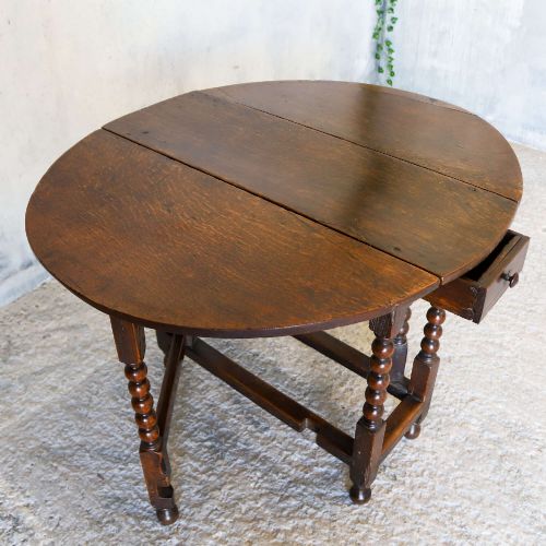 17TH CENTURY ENGLISH OAK GATELEG DROPLEAF TABLE WITH BOBBIN TURNED LEGS - ADDITIONAL PHOTO 13