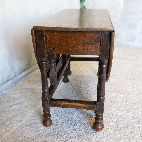 18TH CENTURY GEORGIAN OAK GATELEG DROPLEAF DINING TABLE ORIGINAL HINGES WARM PATINA - ADDITIONAL PHOTO 4