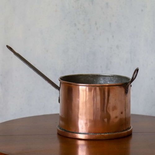 MID19TH CENTURY VICTORIAN HANDBEATEN HEAVY GAUGE COPPER SAUCEPANMILK PAN - ADDITIONAL PHOTO 1