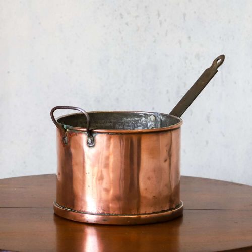 MID19TH CENTURY VICTORIAN HANDBEATEN HEAVY GAUGE COPPER SAUCEPANMILK PAN - ADDITIONAL PHOTO 2