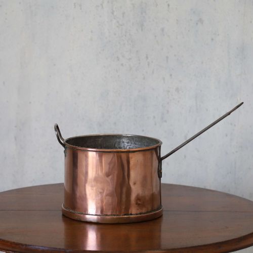 MID19TH CENTURY VICTORIAN HANDBEATEN HEAVY GAUGE COPPER SAUCEPANMILK PAN - ADDITIONAL PHOTO 3