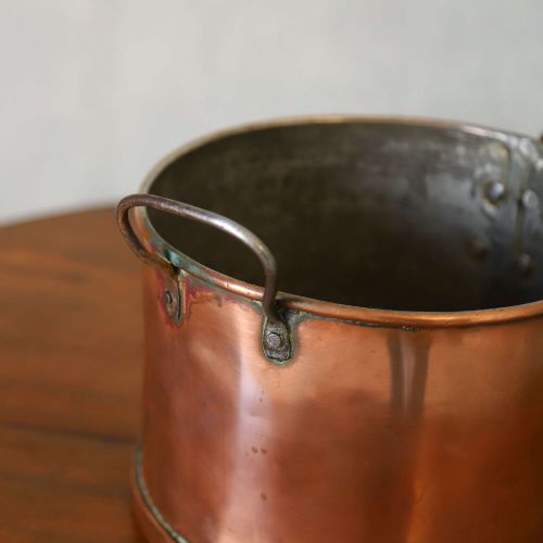 MID19TH CENTURY VICTORIAN HANDBEATEN HEAVY GAUGE COPPER SAUCEPANMILK PAN - ADDITIONAL PHOTO 4