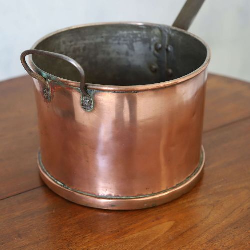 MID19TH CENTURY VICTORIAN HANDBEATEN HEAVY GAUGE COPPER SAUCEPANMILK PAN - ADDITIONAL PHOTO 6