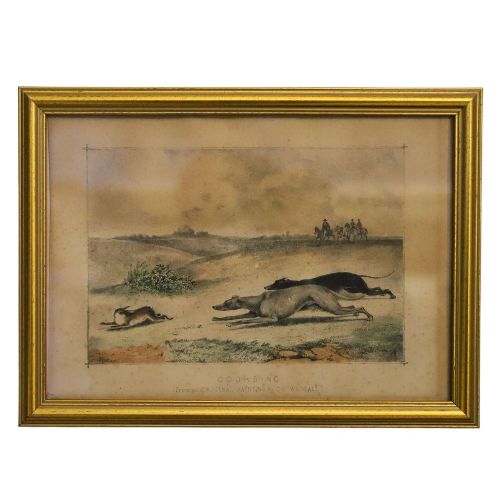 ORIGINAL 1830S LITHOGRAPH HARE COURSING BY C H WEIGALL BRITISH FIELD SPORTS
