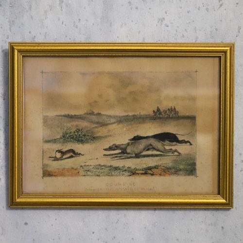 ORIGINAL 1830S LITHOGRAPH HARE COURSING BY C H WEIGALL BRITISH FIELD SPORTS - ADDITIONAL PHOTO 1