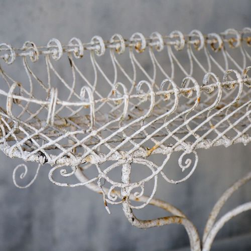 19TH CENTURY ENGLISH WROUGHT IRON PLANT STAND WITH SCROLLWORK AND LATTICE BASKET TOP - ADDITIONAL PHOTO 5