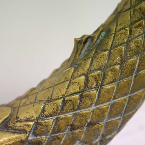 LARGE CLASSICAL ANTIQUE 19TH CENTURY BRASS MYTHICAL DOLPHIN SCULPTURE - ADDITIONAL PHOTO 5