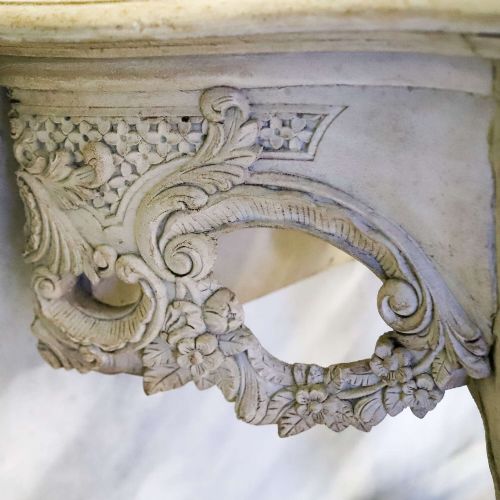 PAIR OF 1930S FRENCH HANDCARVED WALL CONSOLE TABLES IN ANTIQUE WHITE FINISH - ADDITIONAL PHOTO 7