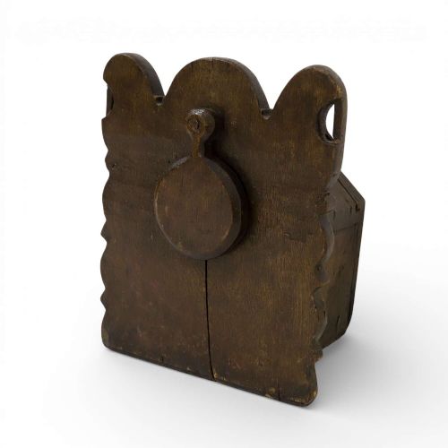 17TH18TH CENTURY BRITISH OAK SALT BOX WITH ORIGINAL IRON HARDWARE RED PAINT TRACES