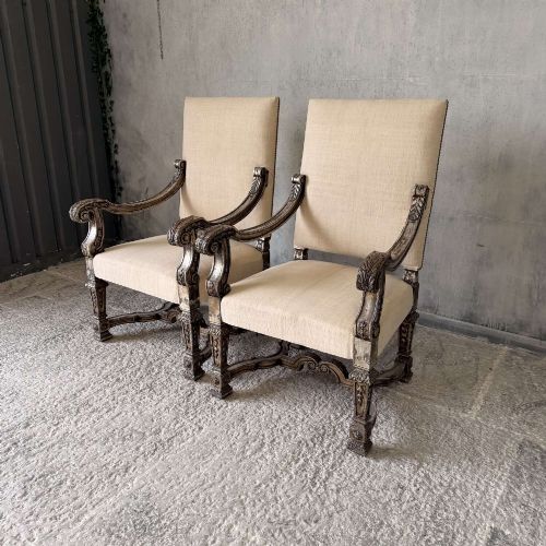 PAIR OF 19TH CENTURY GILTWOOD BAROQUESTYLE THRONE ARMCHAIRS - ADDITIONAL PHOTO 2
