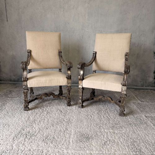 PAIR OF 19TH CENTURY GILTWOOD BAROQUESTYLE THRONE ARMCHAIRS - ADDITIONAL PHOTO 6