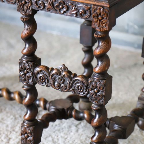 1930S ENGLISH OAK SIDEBOARD CAROLEAN REVIVAL FINELY CARVED WITH BARLEYTWIST SUPPORTS - ADDITIONAL PHOTO 5