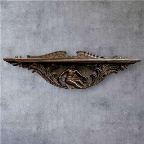 ANTIQUE OAK CARVED OVERDOORPEDIMENT WITH SHELF CIRCA 1900 - ADDITIONAL PHOTO 2