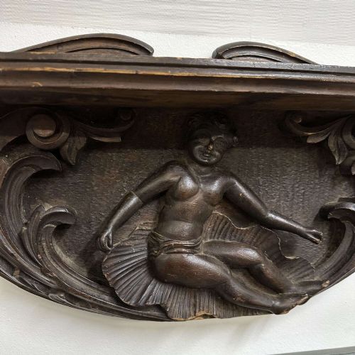 ANTIQUE OAK CARVED OVERDOORPEDIMENT WITH SHELF CIRCA 1900 - ADDITIONAL PHOTO 5