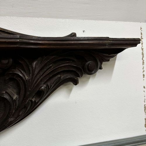 ANTIQUE OAK CARVED OVERDOORPEDIMENT WITH SHELF CIRCA 1900 - ADDITIONAL PHOTO 6