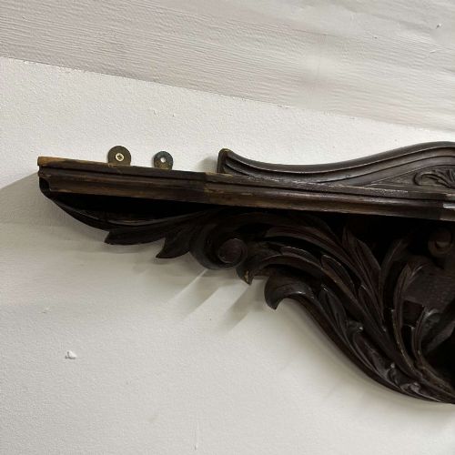 ANTIQUE OAK CARVED OVERDOORPEDIMENT WITH SHELF CIRCA 1900 - ADDITIONAL PHOTO 7