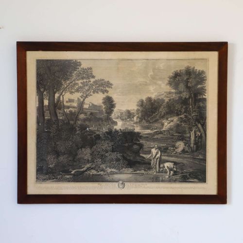 18TH CENTURY FRENCH ENGRAVING 'LANDSCAPE WITH DIOGENES' BY TIENNE BAUDET ORIGINAL FRAME - ADDITIONAL PHOTO 1