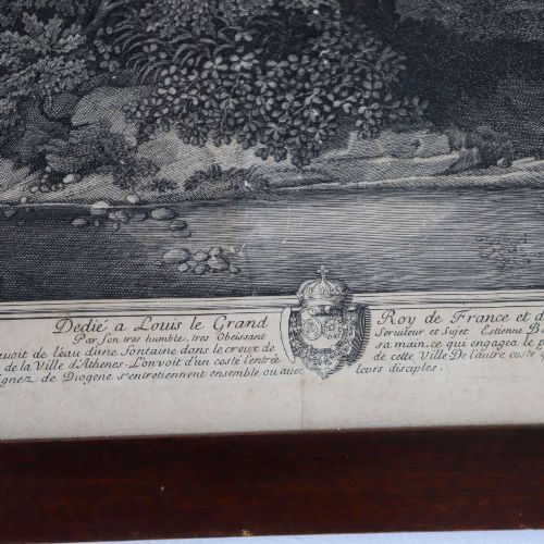 18TH CENTURY FRENCH ENGRAVING 'LANDSCAPE WITH DIOGENES' BY TIENNE BAUDET ORIGINAL FRAME - ADDITIONAL PHOTO 2