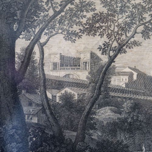 18TH CENTURY FRENCH ENGRAVING 'LANDSCAPE WITH DIOGENES' BY TIENNE BAUDET ORIGINAL FRAME - ADDITIONAL PHOTO 4