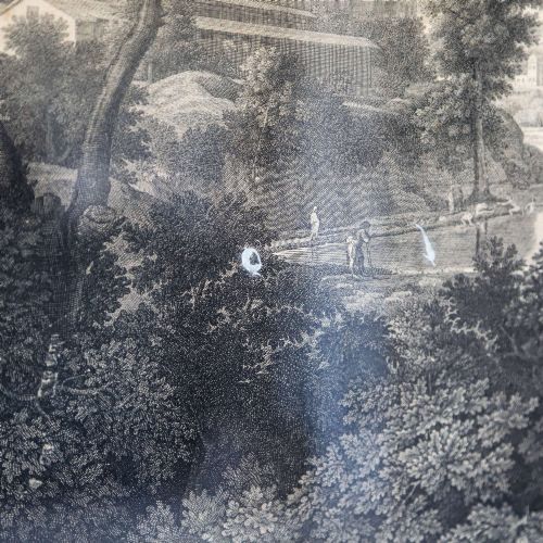 18TH CENTURY FRENCH ENGRAVING 'LANDSCAPE WITH DIOGENES' BY TIENNE BAUDET ORIGINAL FRAME - ADDITIONAL PHOTO 5