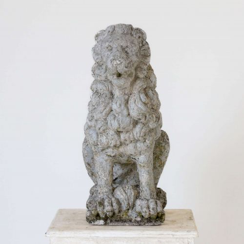 COMPOSITE STONE LION CIRCA 1930 ORIGINAL OLD PAINT - ADDITIONAL PHOTO 1