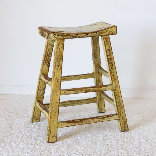CHINESE C1900 ORIGINAL FINISH LACQUERED ELM STOOL