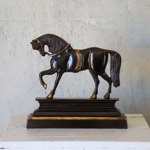 EDWARDIAN HORSE DOOR STOP IN CAST IRON WITH BRONZE DETAILS - ADDITIONAL PHOTO 1