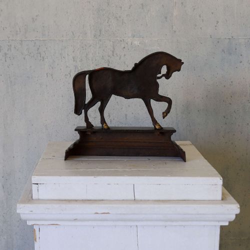 EDWARDIAN HORSE DOOR STOP IN CAST IRON WITH BRONZE DETAILS - ADDITIONAL PHOTO 5
