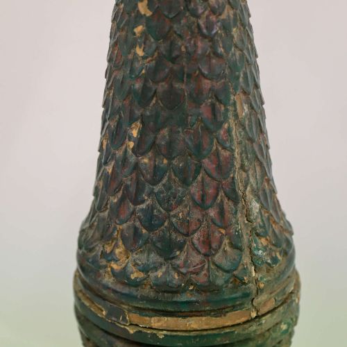 PAIR OF DECORATIVE ANTIQUE TORCHIRES IN ORIGINAL GREEN PAINT - ADDITIONAL PHOTO 6