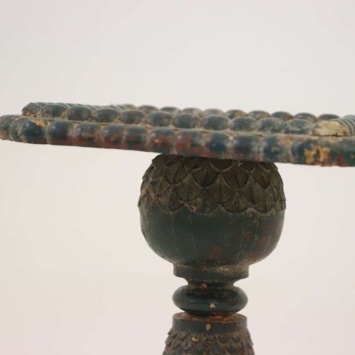 PAIR OF DECORATIVE ANTIQUE TORCHIRES IN ORIGINAL GREEN PAINT - ADDITIONAL PHOTO 9