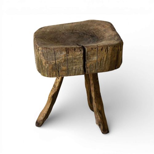 19TH CENTURY FRENCH ELM CHOPPING BLOCK ON ORIGINAL GNARLED LEGS VERNACULAR RURAL STYLE