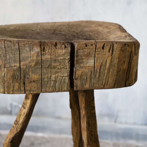 19TH CENTURY FRENCH ELM CHOPPING BLOCK ON ORIGINAL GNARLED LEGS VERNACULAR RURAL STYLE - ADDITIONAL PHOTO 5