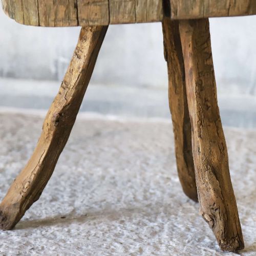 19TH CENTURY FRENCH ELM CHOPPING BLOCK ON ORIGINAL GNARLED LEGS VERNACULAR RURAL STYLE - ADDITIONAL PHOTO 7