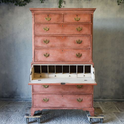 18TH CENTURY GEORGIAN PERIOD GEORGE III PAINTED MAHOGANY CHEST ON CHEST WITH SECRETAIRE - ADDITIONAL PHOTO 8