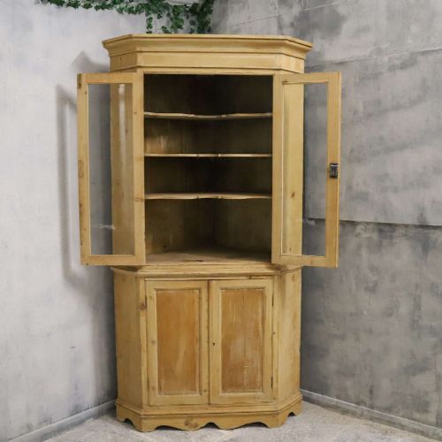 19THCENTURY ENGLISH PINE CORNER CUPBOARD TWOPART FORM WITH GLASS DOORS - ADDITIONAL PHOTO 8