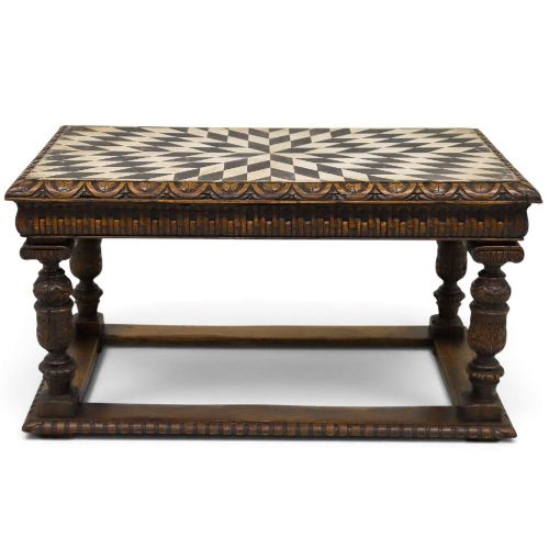 19th Century Renaissance Revival Carved Oak Centre Table with Painted Top