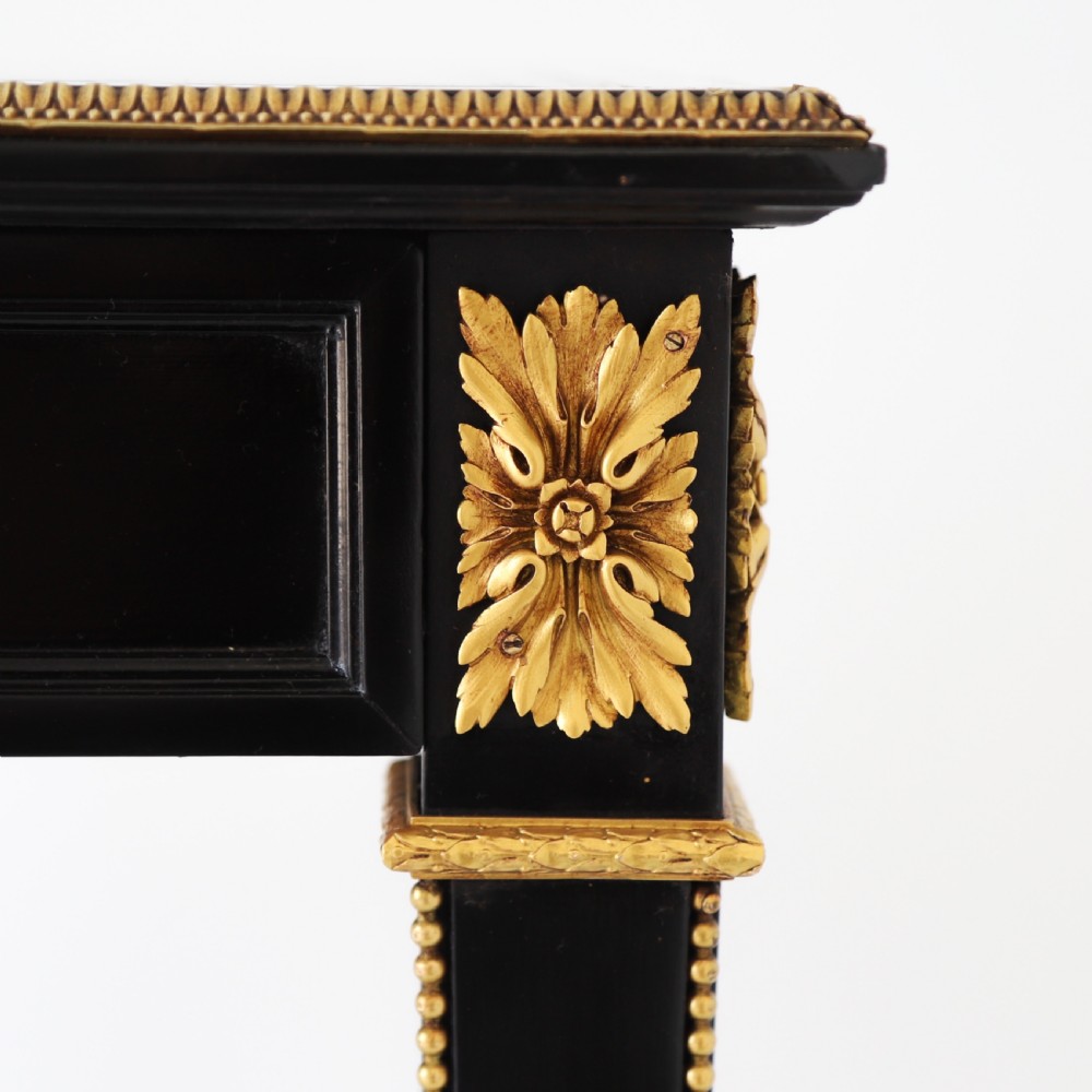 French Ebonised Writing Table with Burgundy Leather Top View VI