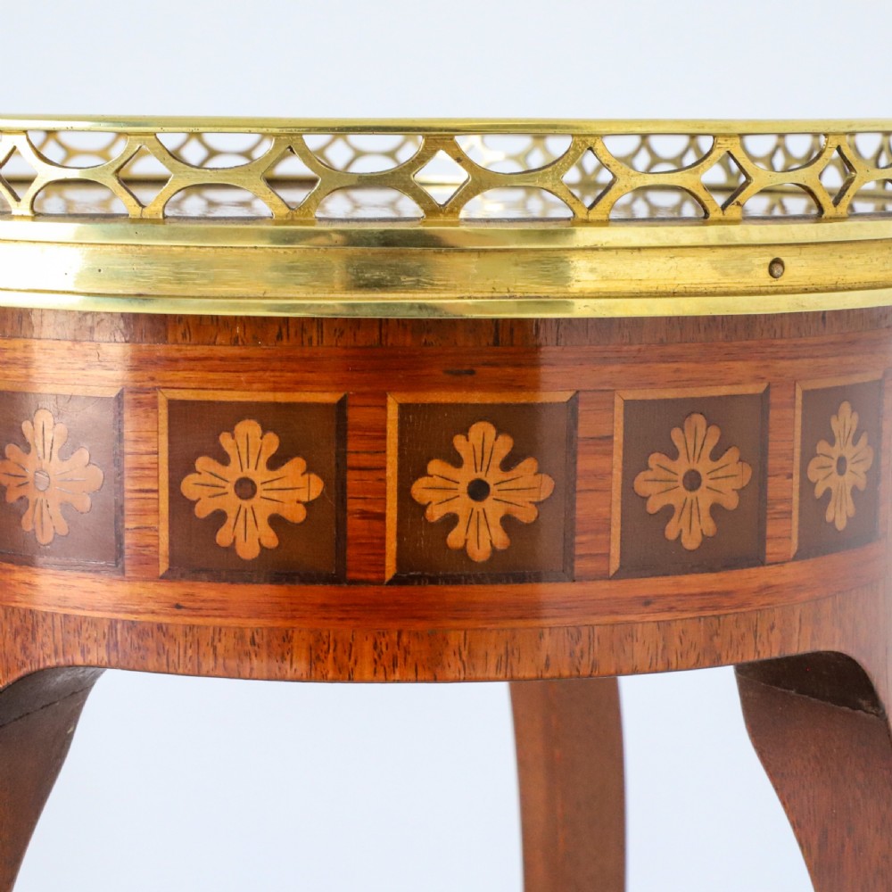 French Ambulante Two Tier Marquetry Table with Brass Gallery View IV