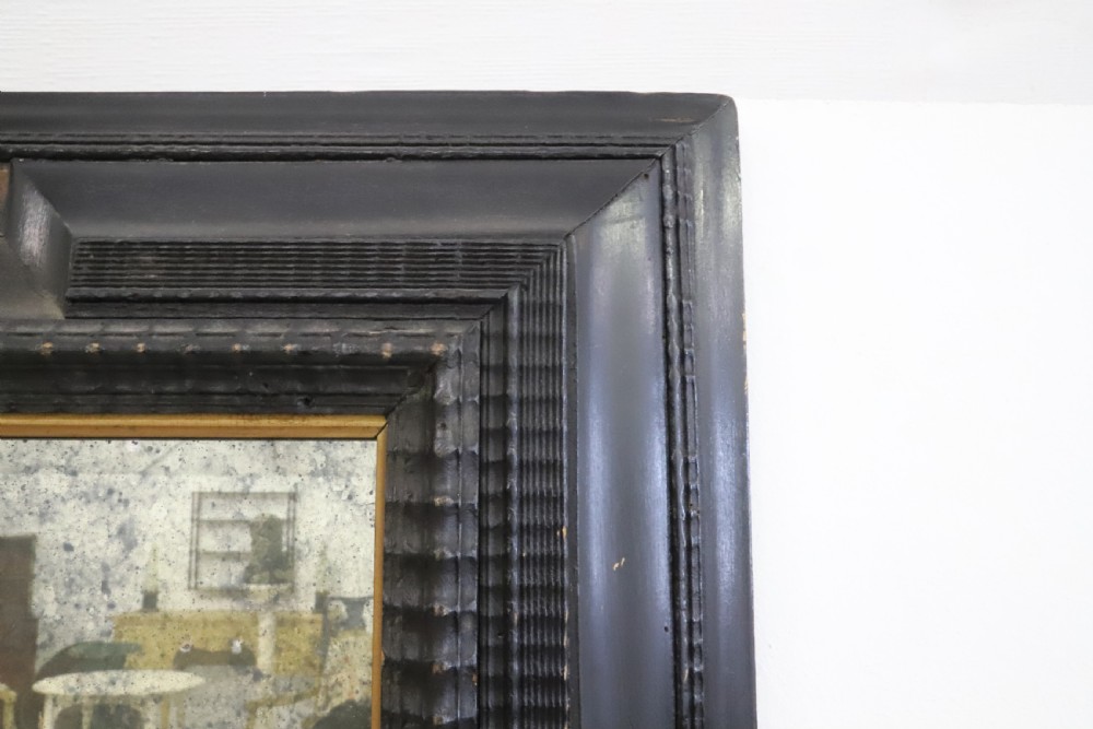French 19th Century Ebonised and Faux Tortoiseshell Framed Mirror View XVII